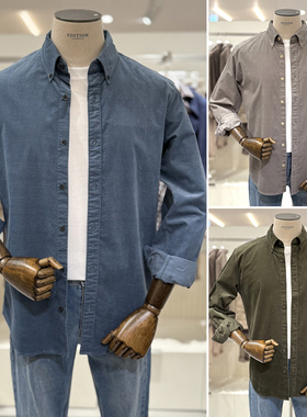 2025年冬装EDITION复古乳白色纯色棉质条绒灯芯绒衬衫长袖衬衣6色