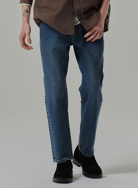 0101秋季新款Mind Bridge心桥深靛蓝色棉混纺松紧腰牛仔裤男士