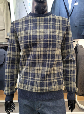 2025年冬季新款OLZEN棕色男士时尚V领外套日常青春帅气针织开衫