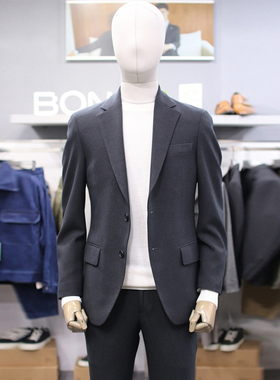 0101秋款BON韩版男青年灰色商务职业上班休闲西服套装西装两件套