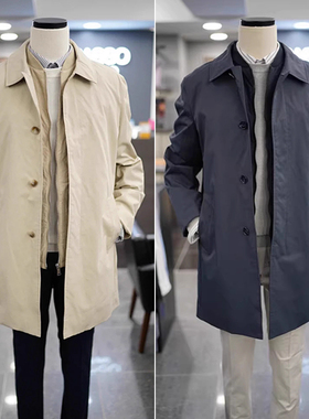 #国内现货185码春BASSO米色弹力风衣+背心外套两件套风衣商务男士