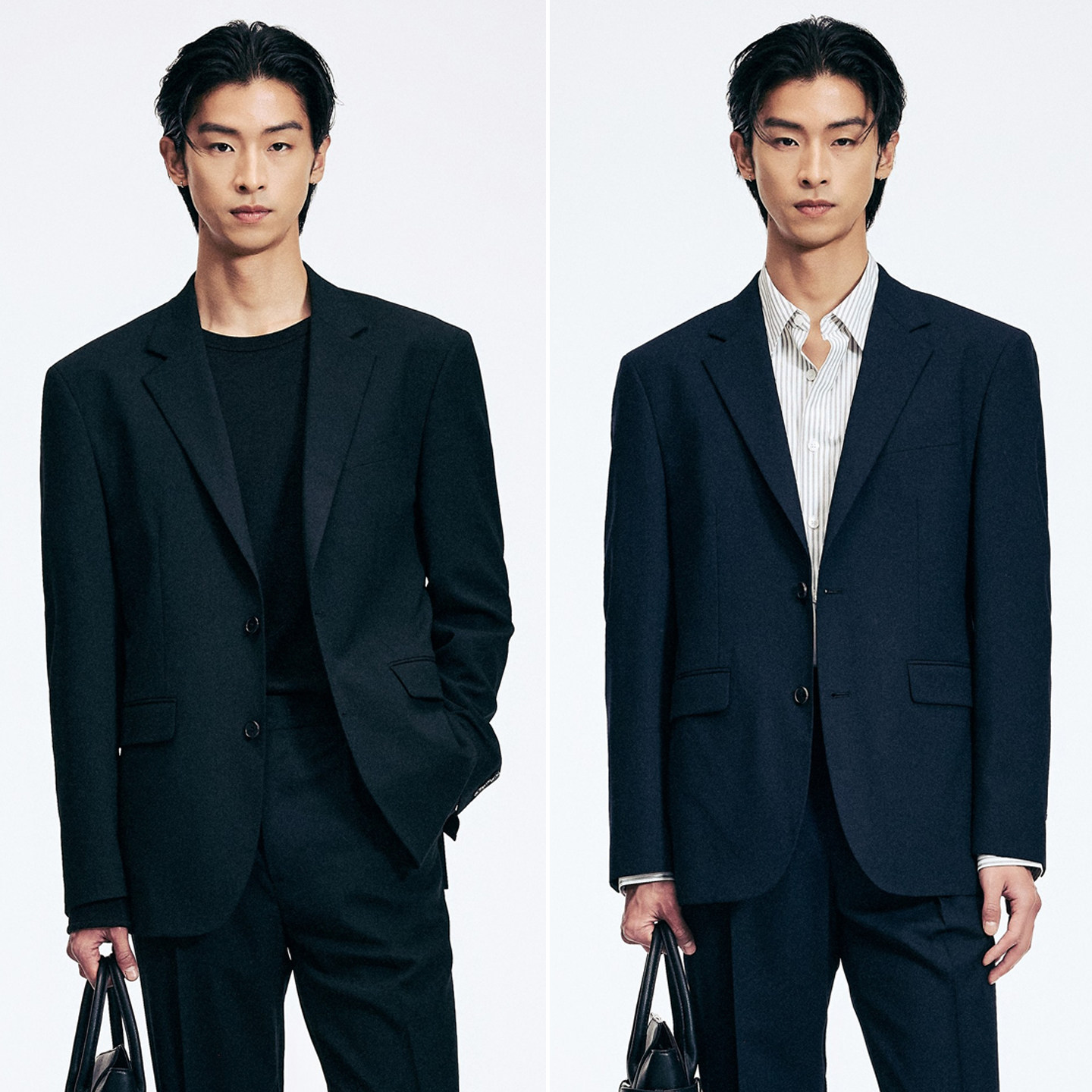 2026年春夏新款TNGT炭灰色黑色纯色羊毛混纺宽松休闲西服上衣3色