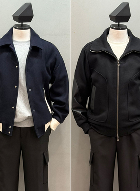 0120冬Liberclassy羊毛毛呢夹棉宽松飞行夹克男生短款棉衣夹克2款