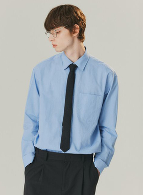 0101秋季新款Mind Bridge心桥蓝色翻领口袋纯棉休闲长袖衬衫男