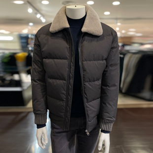 0130冬装OLZEN优质DIVO羽绒可拆卸羊毛领辑行短款男士鹅绒羽绒服