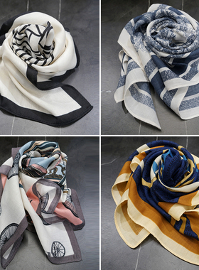 0305春款BASSO粉色蓝色印花时尚青春流行韩版方形围巾4色
