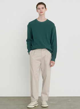 0801春款Mind Bridge心桥绿色男士时尚圆领宽松休闲长袖针织衫