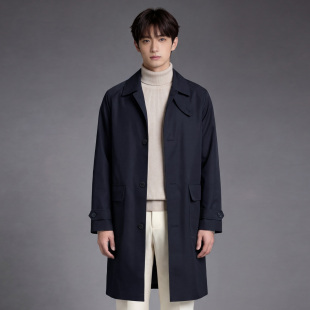中长款 ZIOZIA深蓝色商务休闲男士 风衣 春秋4折特价 $国内现货180码