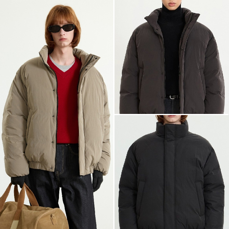 TNGT黑色立领休闲鹅绒羽绒服3色