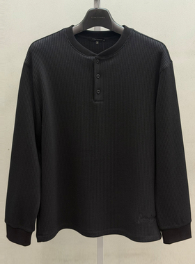 2026年春季新款liberclassy韩版男青年黑色亨利领休闲长袖T恤