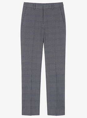0101秋Mind Bridge心桥灰色英伦格纹松紧腰弹力休闲长裤长裤子男
