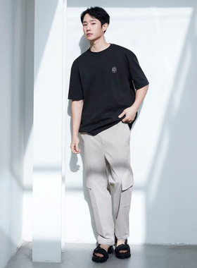 丁海寅韩国明星同款0320春夏Mind Bridge心桥侧面口袋束脚休闲裤