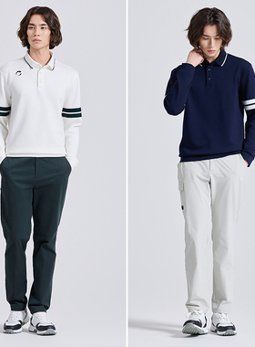 2025秋韩国高尔夫品牌CHALLENGER翻领拼色长袖T恤POLO衫2色加大码