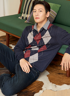 池昌旭明星同款0130冬款PARK LAND靛蓝色男士时尚牛仔长裤