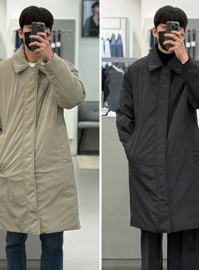 0101冬款Liberclassy韩版黑色纯色翻领隐形按扣宽松鸭绒羽绒服