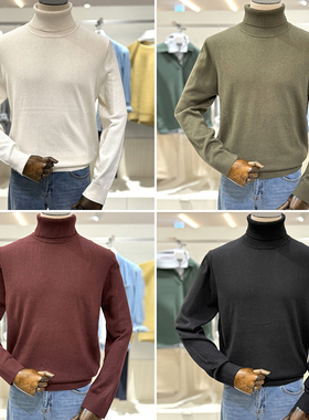 2025年冬季新款EDITION乳白色卡其绿色男士可翻高领羊绒针织衫5色