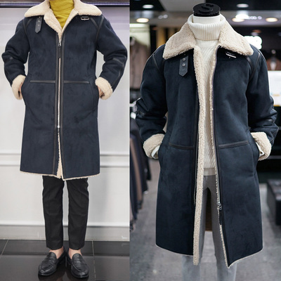 藏青色SONGZIO皮毛一体皮衣
