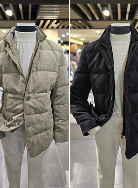 DR0102冬63折特价EDITION双层领绒面革超轻鹅绒短款夹克羽绒服2色
