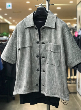 0321夏款Liberclassy黑色蓝色翻领口袋休闲韩版短袖衬衫2色