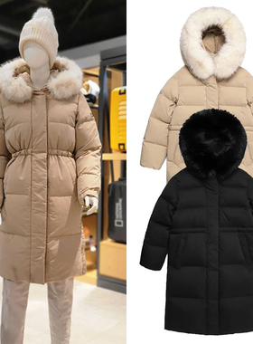 0130冬季National Geographic国家地理女士大毛领连帽鹅绒羽绒服R