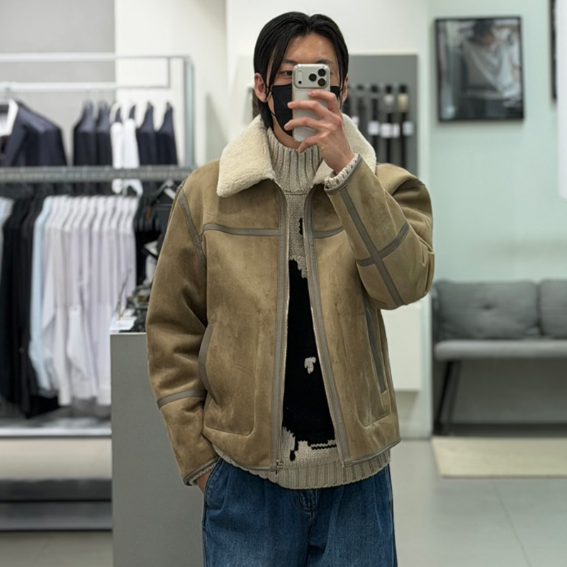 冬Liberclassy翻领仿麂皮绒外套