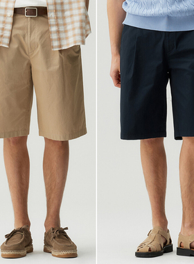 0420夏款Mind Bridge米色藏青色男士时尚纯棉休闲短裤2色