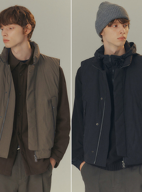 0101冬款Mind Bridge心桥卡其绿色无袖坎肩立领羽绒马甲