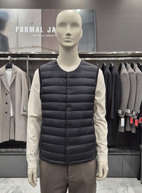 %国内现货175码春款ZIOZIA男士黑色圆领无袖简约商务休闲羽绒马甲
