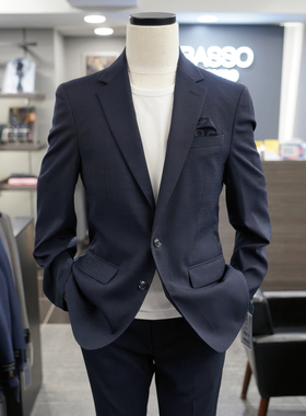特价65折0510夏款BASSO藏青色韩版男士商务休闲潮流日常西服套装