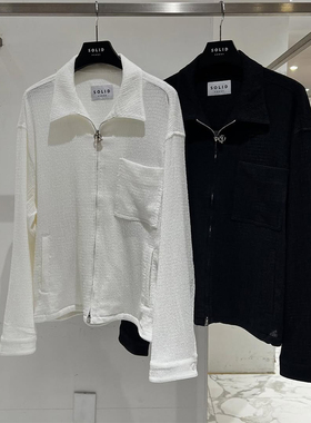 2025年秋季新款SOLID HOMME韩国代购高端男装白色拉链衬衫式夹克Q