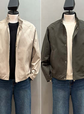 2026年春季新款liberclassy韩版男青年卡其绿色立领休闲夹克外套