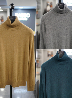 0101冬款BASSO灰色驼米色羊毛羊绒混纺可翻高领针织衫3色