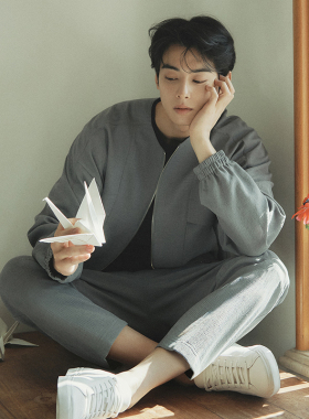 车银优明星同款0322春Liberclassy卡其灰色纯色无领夹克外套