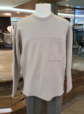 #国内现货180码秋冬SIEG FAHRENHEIT米色口袋针织衫圆领休闲毛衣