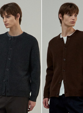 0101冬季新款Mind Bridge心桥红色圆领羊毛混纺针织开衫5色男士