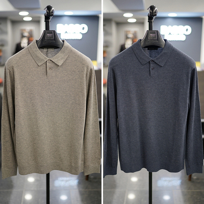 秋BASSO两粒扣翻领针织衫POLO衫