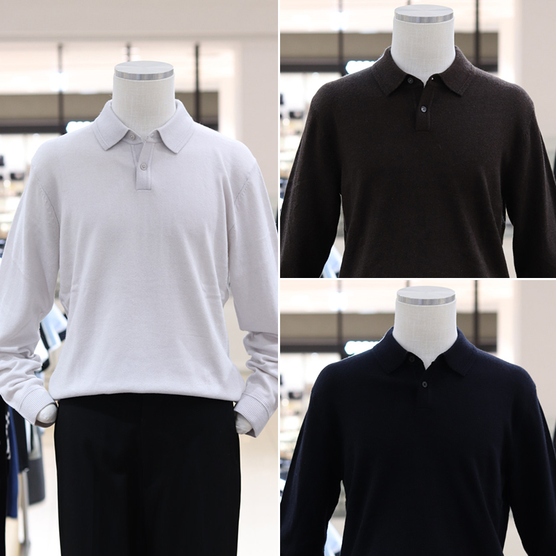 EZIO纯色翻领套头针织衫