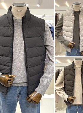 2025年冬装EDITION浅灰色棕色纯色轻量轻质羽绒服无袖羽绒背心3色