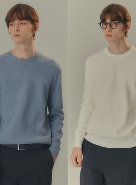 0101冬季新款Mind Bridge心桥深灰色圆领棉混纺长袖针织衫3色