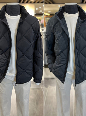 DR1121冬款4折特价EDITION深绿色菱形绗缝短款鹅绒男士羽绒服2色