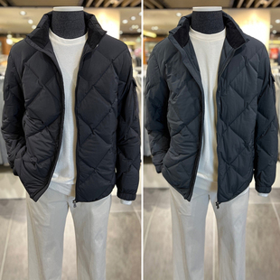 DR1121冬款4折特价EDITION深绿色菱形绗缝短款鹅绒男士羽绒服2色
