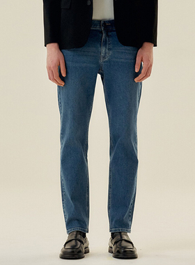 0101秋季新款Mind Bridge混合靛蓝色男士棉混纺水洗锥形牛仔裤