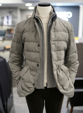 0101冬BASSO针织领拉链防风领可拆卸双层领单排扣辑格短款羽绒服