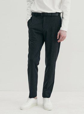 0101秋Mind Bridge心桥韩版炭灰色弹力松紧腰锥形休闲裤长裤子男