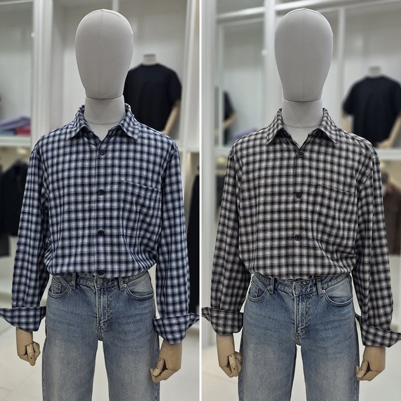 冬ZIOZIAANDZ格子宽松长袖衬衫