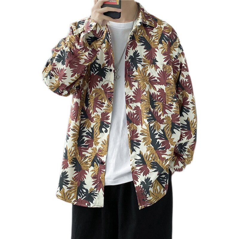 2025新款青少年港风衬衫宽松男士花色衬衣免烫CS2227-P2535,男装衬衫,电商A062