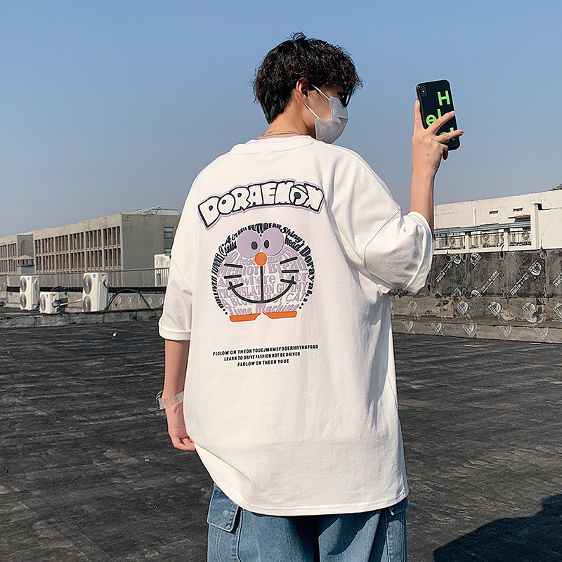 2025年夏季青少年趣味发泡印花短袖圆领休闲宽松T恤T88201-P45,男装T恤,电商A062