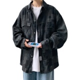 2025年秋季牛仔长袖衬衣宽松休闲格子衬衫青少年牛仔外套CSS07P55，男装工装外套，电商A062