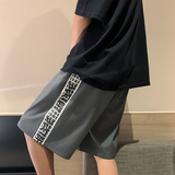 2025夏款棋盘格七分裤短裤港风潮流宽松冰丝五分裤青少年BK08-25，男装牛仔裤，电商A062