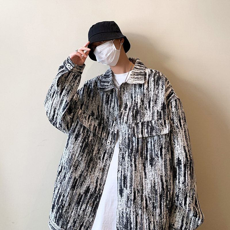 2021青少年外穿长袖夹克秋季宽松翻领休闲外套防风服W383-P60控75图片